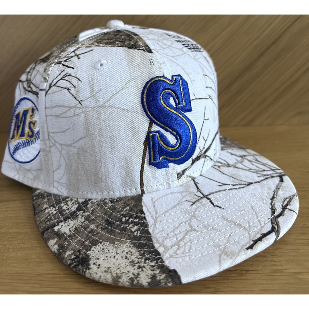 NEW ERA 59 FIFTY MLB SEATTLE MARINERS REALTREE CAMO FITTED MENS HAT SZ 7 1/8 NEW